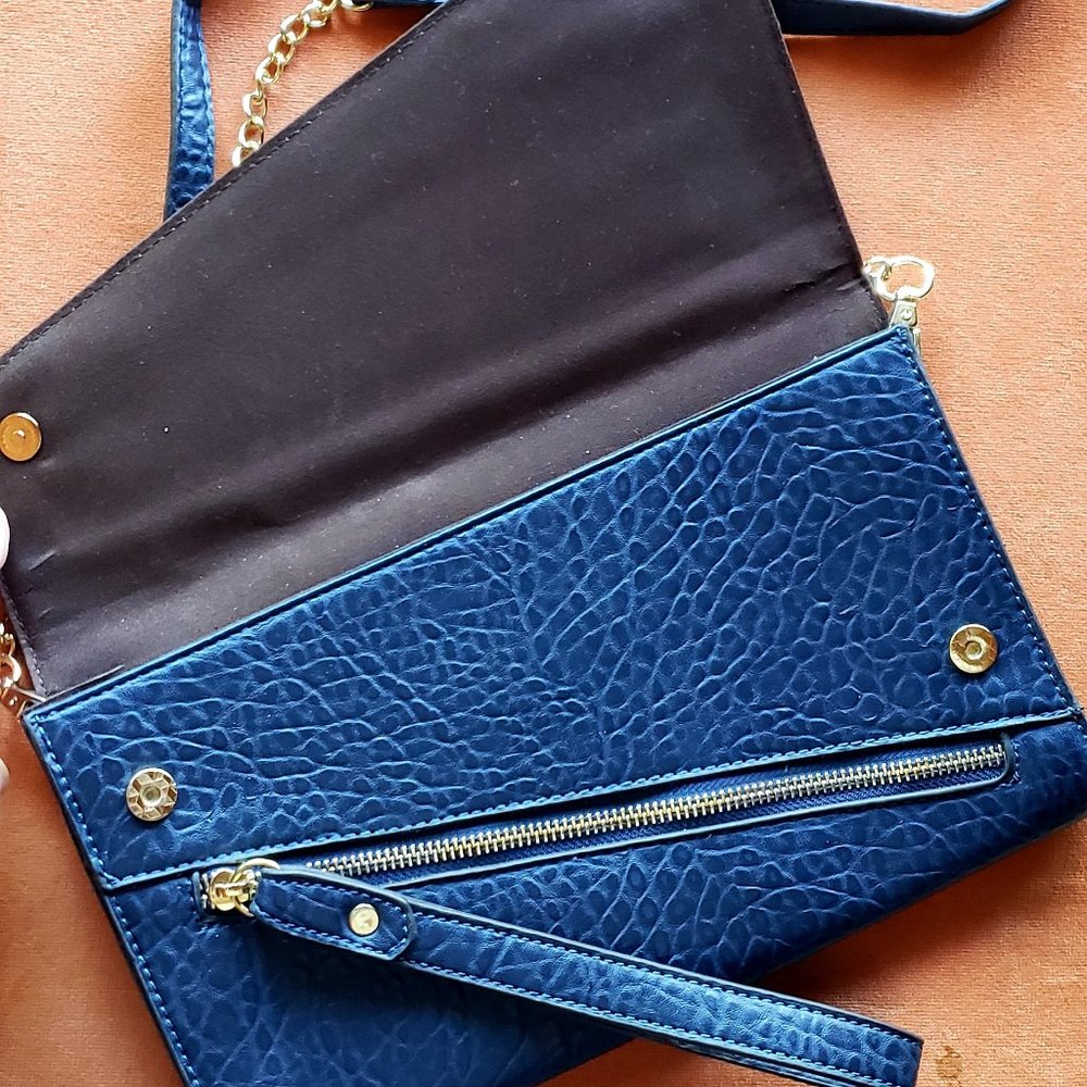 CROSSBODY CONVERTIBLE POCKETBOOK PURSE - Navy Slim Wristlet NWOT - Picture 2 of 10